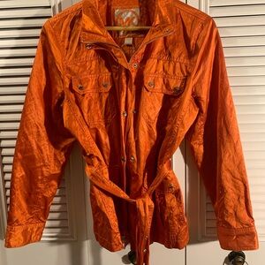 Vintage Micheal Kors Jacket Orange Large belted trench coat silky